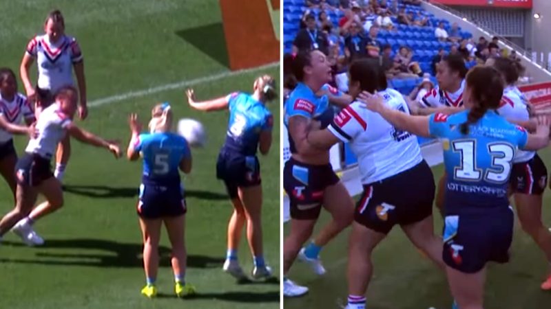 Roosters v Titans: NRL Women’s players clash in full-on scrap as ‘frustrations boil over’